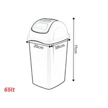 BAMA 40083 Κάδος Απορριμμάτων 65lt 35x39x77cm 1.75kg Πλαστικός Επαγγελματικός/Οικιακός με Παλλόμενο Καπάκι Λευκό
