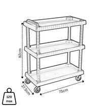 ARTPLAST Ιταλίας Πάγκος Εργασίας - Τρόλεϊ Μεταφοράς Πλαστικό Ρυθμιζόμενο 3όροφο 75x37.5x92 cm με Ρόδες και Χειρολαβή