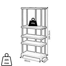ARTPLAST Ιταλίας Ραφιέρα 5όροφη 92x45x164.5cm 45kg/Ράφι Πλαστική Ρυθμιζόμενη Επεκτεινόμενη 15kg με 4+1 Κολόνες Max Αντοχή 225kg Σταθερά Ράφια Μαύρο