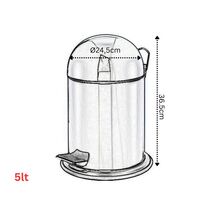 Κάδος Τουαλέτας Μεταλλικός 5lt με Πεντάλ Ø24.5x36.5cm Λευκός με Πομπέ Ανοξείδωτο Καπάκι VESTA