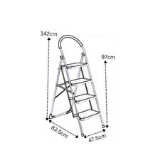 VESTA Σκαλοσκαμπό Μεταλλικό 47.5x83.5x142cm με 4 Σκαλιά MAX Αντοχή Βάρους 150kg Βάρος 8.7kg DELUXE Λευκό