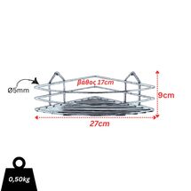 TEKNO-TEL Γωνιακή Ραφιέρα Μπάνιου 27x19x9cm Πάχος Ø5mm Βάρος 0.5kg Ανοξείδωτο Ατσάλι (INOX)