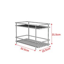 TEKNO-TEL Ραφιέρα Πάγκου Κουζίνας 32.5x15.5x21.5cm 2 Επιπέδων Επιχρωμιωμένο Ατσάλι Μαύρο Matte