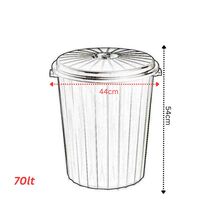 Kάδος Απορριμμάτων 70lt Ø44x54cm Πλαστικός με Καπάκι 1.3 Kg Κουζίνας-Επαγγελματικός Γκρι Μπεζ