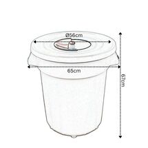 PLANET Κάδος Απορριμάτων 120lt Ø56x67cm Επαγγελματικός Πλαστικός με Καπάκι + Ημικυκλική Θυρίδα Απορριμάτων 3.75kg Γκρι