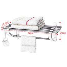 PRIMANOVA Ραφιέρα Μπάνιου για Πετσέτες 50x29.5x20cm Αλουμίνιο-Πλαστικό 0.58kg Λευκή