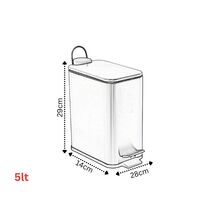 VESTA Κάδος Μπάνιου 5lt Ορθογώνιος με Πεντάλ Soft Close 28x14x31cm Καπάκι BAMBOO Μεταλλικός Matte Λευκός