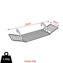 VESTA Απλώστρα Ρούχων Μπαλκονιού 175x55x29cm 100%Αλουμινίου-Πλαστικό MAX 18m Άπλώματος Αντοχή 12kg Βάρος 1.3kg Λευκό-Γκρί