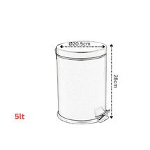 VESTA Κάδος Μπάνιου 5lt με Πεντάλ Ø20.5x28cm Μεταλλικός Γκρι