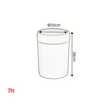 Κάδος Απορριμμάτων Πλαστικός 7lt  Ø20x28cm Πολυχρηστικός με Αιωρούμενο Καπάκι Λευκό-Πέτρα