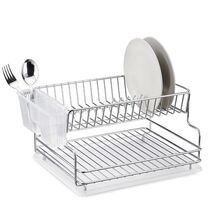 TEKNO-TEL Πιατοθήκη Στεγνωτήριο ΙΝΟΧ (Ανοξείδωτο Ατσάλι) 2όροφο 41x30x21cm  Βάρος 1.71kg 17 Θέσεις Πιάτων με Θήκη και Δίσκο