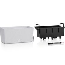 LECHUZA Balconera Stone 40 Ζαρντινιέρα 40x19x19cm Αυτοποτιζόμενη με Δοχείο Φύτευσης Quartz White Γερμανίας