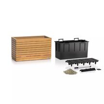 LECHUZA PALO Natural Wood Wide 80 Low  Επιδαπέδια Γλάστρα 79x37x46cm Αυτοποτιζόμενη με Δοχείο Φυσικό Ξύλο Ευκαλύπτου