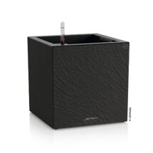 LECHUZA Canto Slatestone 30 Επιδαπέδια Γλάστρα 30x30x30cm Αυτοποτιζόμενη Dark Grey όψη Σχιστόλιθου Γερμανίας