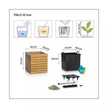 LECHUZA PALO Natural Wood Low 35 Επιδαπέδια Γλάστρα 35x35x37cm Αυτοποτιζόμενη με Δοχείο Φυσικό Ξύλο Ευκαλύπτου