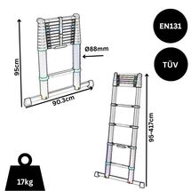 BATAVIA Τηλεσκοπική Σκάλα 4.17m Αλουμινίου με 14 Σκαλιά Βάρος 17kg MAX Αντοχή 150kg Πάτημα Σκαλοπατιού 7cm GIRAFFE AIR Professional EN131/TÜV