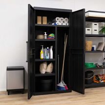 TOOMAX Ιταλίας GARAGE MEGA Πλαστική Ντουλάπα 89x54x190cm 26.13kg με Χώρισμα-6 Χώρους MAX Αντοχή 220kg BLACK Πιστοποίηση TUV/GS FASHION