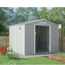 STEELEN Μεταλλική Αποθήκη Κήπου-Σπιτάκι Κήπου 277x255x219cm (9.1'x8.4') 6.5m² Γαλβανιζέ με Παράθυρο EVAN PLUS D Γκρι Καφέ
