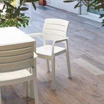 TOOMAX RECANATI Καρέκλα Κήπου Στοιβαζόμενη 58.5 Χ 52.5 Χ 82.5cm Βάρος 3.43kg Όψη Φυσικού Ξύλου Λευκή Ιταλίας