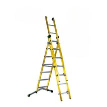 Σκάλα Fiberglass 3X8 (7+8+8) Επαγγελματική Σκαλιά Αλουμινίου Μόνωση ΜΑΧ Ύψος 5.65m Βάρος 22kg MAX Αντοχή 150kg Πιστοποίηση EN131 TUV EN 61478