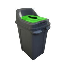 PLANET Κάδος Απορριμμάτων Ανακύκλωσης 50lt 45x35x68cm 2.5kg Πλαστικός Επαγγελματικός/Οικιακός με Άνοιγμα Ανθρακί - Πράσινο