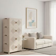 VESTA Πλαστική Ντουλάπα Αποθήκευσης/ Συρταριέρα 4όροφη 70x41x151cm 10.7 kg με Ροδάκια Λευκό του Πάγου