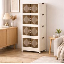 ESTA Πλαστική Ντουλάπα Αποθήκευσης 4όροφη 60x34x133cm 7.5kg με Ημιδιάφανα Πορτάκια και Ροδάκια