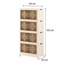 VESTA Πλαστική Ντουλάπα Αποθήκευσης 4όροφη 60x34x133cm 7.5kg με Ημιδιάφανα Πορτάκια και Ροδάκια