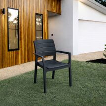 TOOMAX RECANATI Καρέκλα Κήπου Στοιβαζόμενη 58.5 Χ 52.5 Χ 82.5cm Βάρος 3.43kg Όψη Φυσικού Ξύλου Ανθρακί Ιταλίας