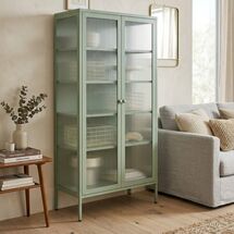 STEELEN COLOR Μεταλλική Ντουλάπα 90x55x190cm Πάχους 0.8mm Εσωτερικού Χώρου με Τζάμι και Πόδια Pastel Green