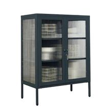 STEELEN COLOR Μεταλλική Ντουλάπα 100x40x70cm Πάχους 0.8mm Εσωτερικού Χώρου με Τζάμι και Πόδια Slate Grey