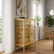 STEELEN COLOR Μεταλλική Ντουλάπα 80x40x90cm Πάχους 0.8mm Εσωτερικού Χώρου με Τζάμι και Πόδια Butter Yellow