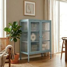 STEELEN COLOR Μεταλλική Ντουλάπα 100x40x70cm Πάχους 0.8mm Εσωτερικού Χώρου με Τζάμι και Πόδια Baby Blue