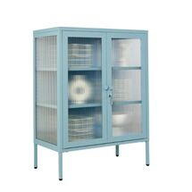STEELEN COLOR Μεταλλική Ντουλάπα 100x40x70cm Πάχους 0.8mm Εσωτερικού Χώρου με Τζάμι και Πόδια Baby Blue