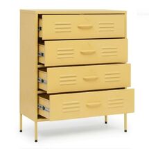 STEELEN COLOR Συρταριέρα 115x35x190cm Πάχους 0.8mm Εσωτερικού Χώρου με Πόδια Butter Yellow