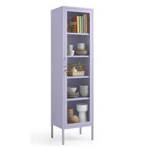 STEELEN COLOR Μεταλλική Ντουλάπα - Βιβλιοθήκη 50x35x190cm Πάχους 0.8mm Εσωτερικού Χώρου με Πόδια με Τζάμι Lilac
