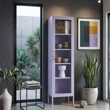 STEELEN COLOR Μεταλλική Ντουλάπα - Βιβλιοθήκη 50x35x190cm Πάχους 0.8mm Εσωτερικού Χώρου με Πόδια με Τζάμι Lilac