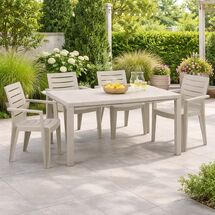 TOOMAX Σετ Τραπέζι DAVIDE + 4 Καρέκλες MAREA Όψη Φυσικού Ξύλου Warm Grey