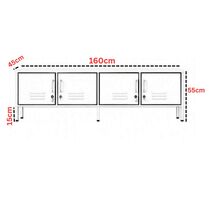 STEELEN COLOR Μεταλλικό Ντουλάπι -Έπιπλο Τηλεόρασης 160x45x55cm Πάχους 0.4mm Εσωτερικού Χώρου με Πόδια Cotton White