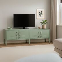 STEELEN COLOR Μεταλλικό Ντουλάπι - Έπιπλο Τηλεόρασης 160x45x55cm Πάχους 0.4mm Εσωτερικού Χώρου με Πόδια Pastel Green