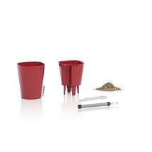 LECHUZA Mini Deltini Επιτραπέζια Γλάστρα 10x10x13cm Αυτοποτιζόμενη με Δοχείο Φύτευσης Scarlet Red Ματ Γερμανίας