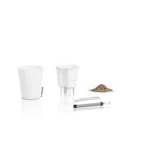 LECHUZA Mini Deltini Επιτραπέζια Γλάστρα 10x10x13cm Αυτοποτιζόμενη με Δοχείο Φύτευσης Λευκή Ματ Γερμανίας