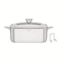 TRAMONTINA Τετράγωνη Κατσαρόλα Grano Tri-Ply Body 24cm 4L Ανοξείδωτο Ατσάλι με Γυάλινο Καπάκι & Βάση Στήριξης Ø24x15.1cm 4L 2.3kg