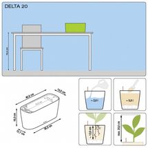 LECHUZA Delta20 Επιτραπέζια Γλάστρα 40x14.6x18cm Αυτοποτιζόμενη με Δοχείο Φύτευσης Basalt Grey Ματ Γερμανίας RedDot Award 2009/Designpreis Deutchland 2010