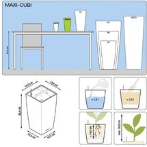 LECHUZA Maxi-Cubi Επιτραπέζια Γλάστρα 14x14x26cm Αυτοποτιζόμενη με Δοχείο Φύτευσης Κόκκινη Ματ Γερμανίας