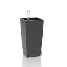 LECHUZA Mini-Cubi Επιτραπέζια Γλάστρα 9.5x9.5x18.5cm Αυτοποτιζόμενη με Δοχείο Φύτευσης Basalt Grey Ματ Γερμανίας