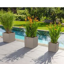 LECHUZA Cube Color 40 Επιδαπέδια Γλάστρα Κύβος 40x40x40cm Αυτοποτιζόμενη με Δοχείο Sand Brown Γερμανίας