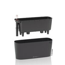 LECHUZA Delta20 Επιτραπέζια Γλάστρα 40x14.6x18cm Αυτοποτιζόμενη με Δοχείο Φύτευσης Basalt Grey Ματ Γερμανίας RedDot Award 2009/Designpreis Deutchland 2010