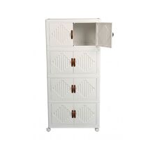 VESTA Πλαστική Ντουλάπα Αποθήκευσης 4όροφη 60x34x133cm 7.5kg με Ροδάκια Λευκό του Πάγου