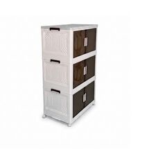 VESTA Πλαστική Ντουλάπα Αποθήκευσης 3όροφη 55x32x94cm 5kg με Ημιδάφανα Πορτάκια και Ροδάκια